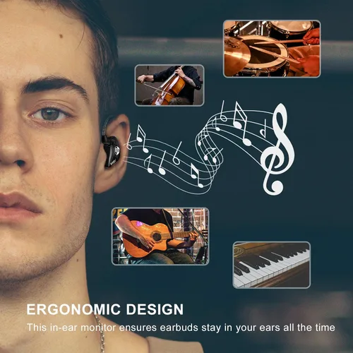 Vista 3 de BASN Bsinger BC100 - Auriculares con monitor de oído, ajuste universal, aislamiento de ruido, auriculares IEM para músicos, cantantes, audiófilos