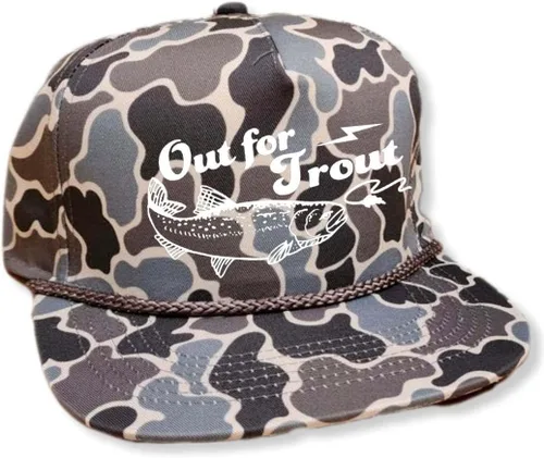Vista 26 de ThatsRad Out for Trout Camionero Camuflaje Sombrero Visera Cuerda Snapback Camo Pesca Mosca