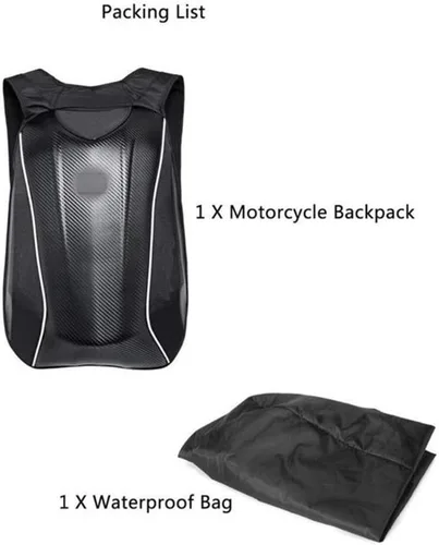 Vista 7 de Negro Fibra de Carbono y Nylon Motocicleta Mochila Motocross Riding Racing Bolsa de almacenamiento Motociclista Kit de viaje al aire libre, Negro