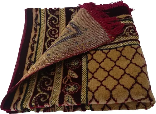 Vista 7 de BAYKUL Alfombra de oración musulmana, alfombras de terciopelo turco islámico, gran regalo de Ramadán, tapete de oración Janamaz para mujeres