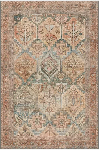 Vista 7 de Bavni Tapetes de 2 x 3 pies, lavable a máquina, clásico, con estampado gastado, ultradelgado, felpilla, decorativo, pelo corto, ligero
