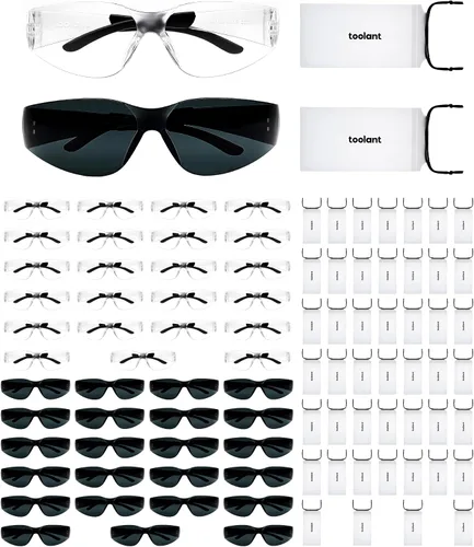 Vista 12 de toolant Bulk Safety Glasses with ANSI Z87.1 / UV 400 Standard, Clear and Smoke Grey