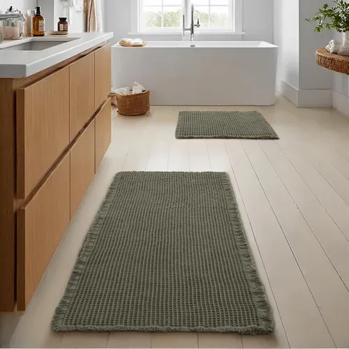Vista 12 de JIUZHEN Tapete de Baño Mejorado con Diseño de Gofre Súper Absorbente Tapetes de Baño Antideslizantes Alfombras de Baño Lavables a Máquina de Secado