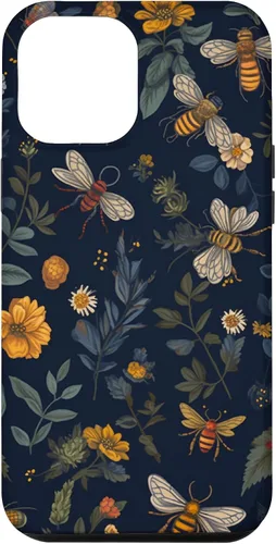 Vista 26 de Bees and Wildflowers on Dark Blue Funda para iPhone 17