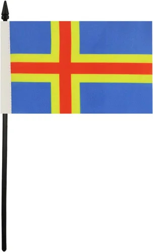 Vista 3 de AZ FLAG Aland Table Flag 4x6 in 100D Polyester Plastic Base Indoor use Finnish 15x10 cm desk flag stitched finish with reinforced edges with