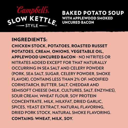Vista 3 de Sopa de papa horneada estilo Slow Kettle de Campbell's con tocino ahumado sin curar de Applewood, 15.5 onzas, en recipiente para microondas
