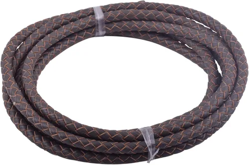 Vista 22 de 2 yardas 8.0mm Cordón redondo de cuero trenzado auténtico marrón antiguo para corbata de bolo