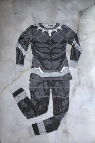 Vista 4 de Marvel Avengers Black Panther Deadpool Spiderman - Conjunto de pijama para hombre adulto Negro Gris