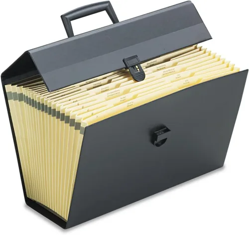 Vista 3 de Archivador portátil para organizar cartas/documentos, 19 bolsillos, cartas, negro, Negro