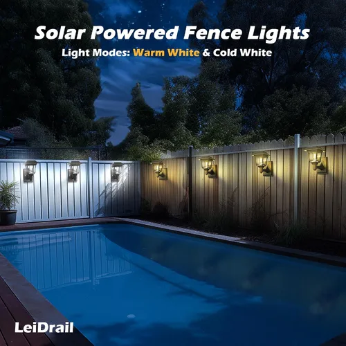 Vista 2 de LeiDrail Luces solares para valla, 2 modos de luces solares de pared con bombilla Edison, accesorios de casa de juegos al aire libre, impermeables