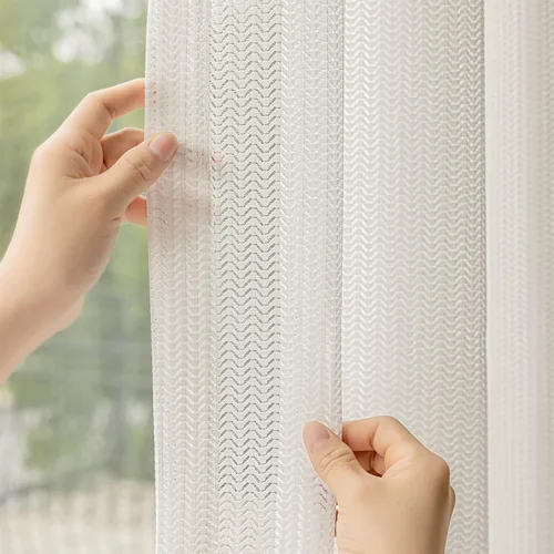 Vista 9 de 2 paneles de cortinas traslúcidas blancas de 54 pulgadas de largo, paneles transparentes de lino con textura para ventana, cortinas plisadas
