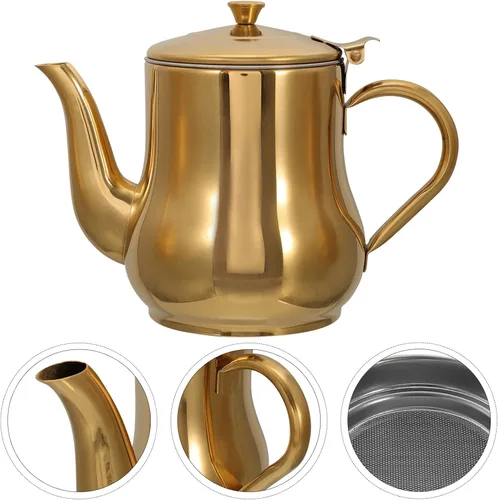 Vista 2 de HEMOTON Botella de condimento de acero inoxidable 16.9 fl oz Dispensador de aceite de cocina Olla de aceite para freír taza de filtración de grasa