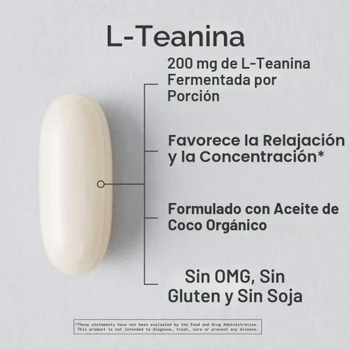 Vista 2 de L-teanina, 0.0064 oz, (doble fuerza) en aceite de coco orgánica prensada en frío, sin OMG y libre de gluten, 60 softgel líquido, fabricado en EE.