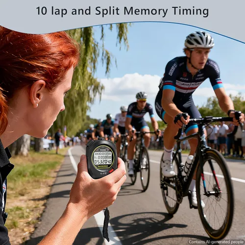 Vista 4 de Cronómetro Deportivo Temporizador con Memoria de 10 Vueltas Divididas Reloj Digital de Parada, Temporizador de Cuenta Regresiva Modo de Ritmo Reloj