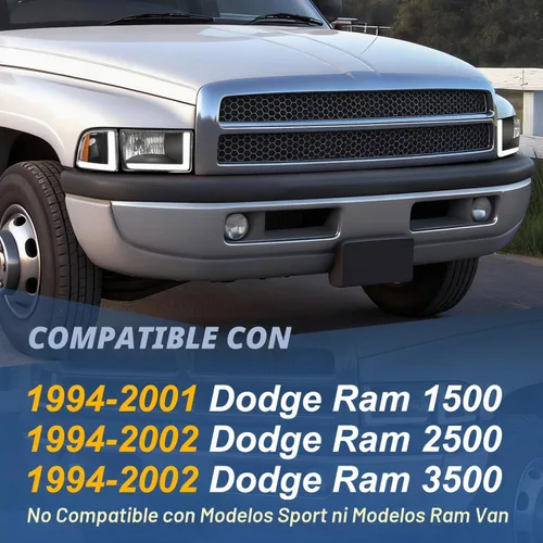 Vista 6 de Auto Dynasty Conjunto de Faros LED DRL Compatible con Dodge Ram 1500 2500 3500 de 1994-2002, 4 Piezas Faros Halógenos de Repuesto con Doble Luz