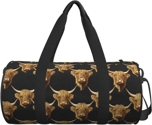 Vista 7 de Large Duffle Bag for Travel - Retro Realistic Cow Print Gym Bag for Women Men, Travel Foldable Bags for Women Men with Zippered Multiple Pockets