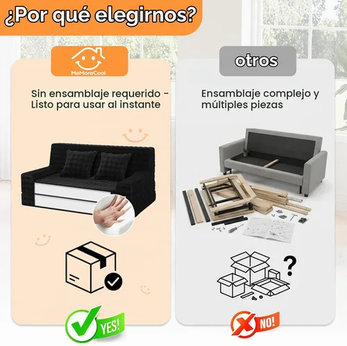 Vista 7 de MeMoreCool Sofá cama sin hueso de 59 pulgadas, sofá de pana de burbujas