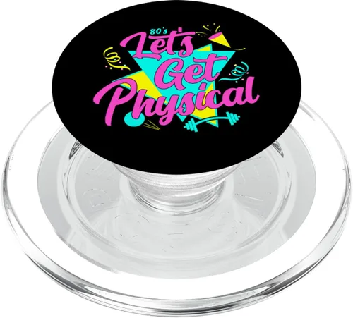 Vista 7 de Lets Get Physical Totally Rad 80s Retro Gym Fitness Workout PopSockets Standard PopGrip