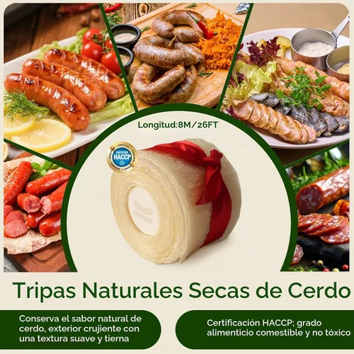Vista 2 de Fundas comestibles de secado natural para salchichas, Fundas para salchichas caseras sabrosas de jamón, salchichas para el desayuno, salchichas