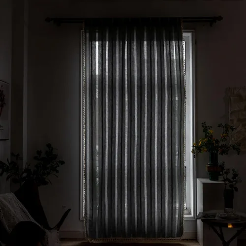 Vista 7 de Cortinas de lino de granja estilo bohemio Aveboll de 63" 84" 96" pulgadas de largo, juego de 2 paneles, cortinas modernas y rurales con bordado