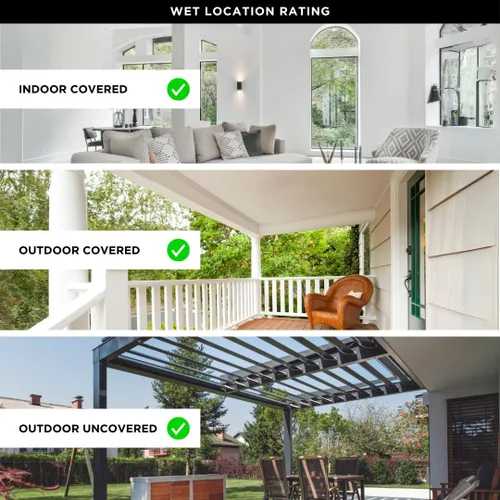 Vista 8 de Matthews AKTPLK-MWH-MWH Alessandra Tropical Wet Rated 48" Outdoor Ceiling Fan with Light and Remote, Silent DC Motor, 3 Palm Leaf ABS Blades, Matte
