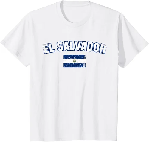 Vista 25 de EL SALVADOR Bandera Vintage Hombres Mujeres Niños Camiseta EL SALVADOR
