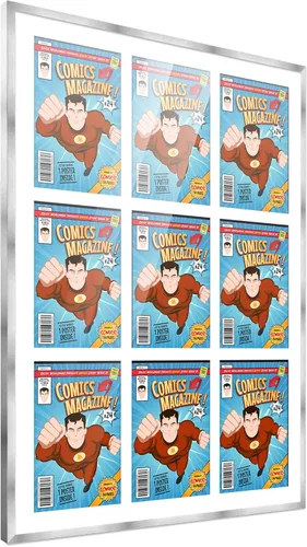 Vista 28 de Poster Palooza Marco de cómic con paspartú para 1 cómic de la Edad de Bronce publicado entre 1970 y 1985, marco de cómic negro para cómic de 7.25 x