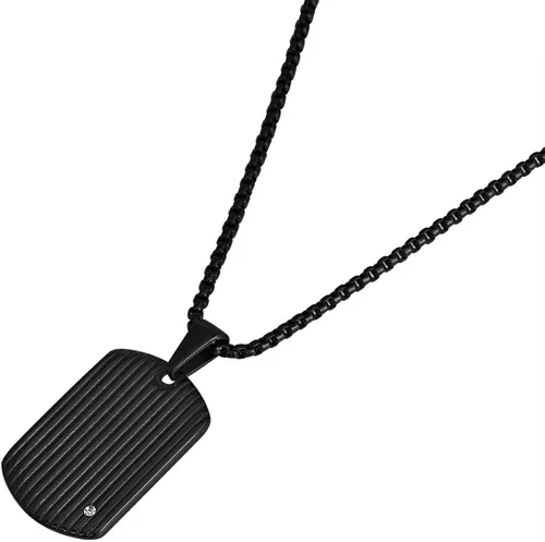 Vista 2 de Geoffrey Beene Collar de acero inoxidable para hombre con piedra de circonita cúbica