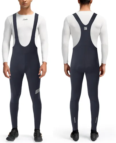 Vista 2 de Santic Pantalones largos de ciclismo para hombre, con bolsillo acolchado 4D