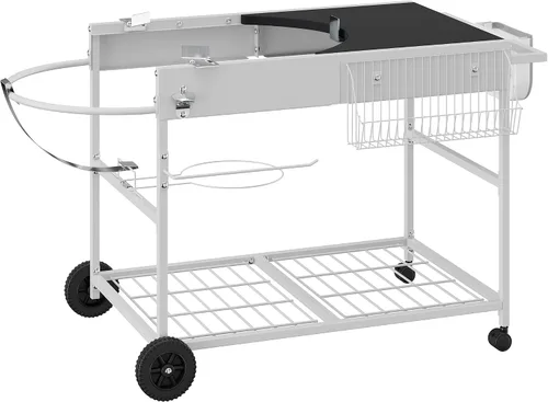 Vista 8 de JY QAQA Mesa de parrilla para Weber 22" y 18" Original Kettle, carrito de soporte para Jumbo Joe, Master-Touch, parrillas de carbón Performer