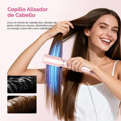 Vista 5 de Atopskins Juego de cepillos para secador de pelo 5 en 1, moldeador de aire caliente desmontable, cepillo de secador, 3 ajustes de calor, estilizador