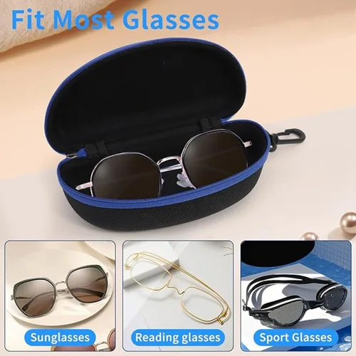 Vista 5 de ZONLY Paquete de 6 fundas para gafas de sol portátiles con cremallera de viaje con gancho