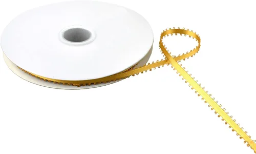 Vista 27 de Homeford Cinta de satén de doble cara con borde Picot, 50 yardas (3/8 pulgadas, oro antiguo)