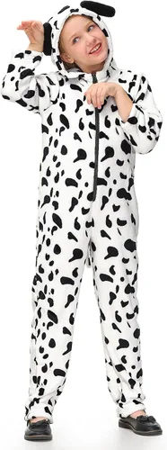 Vista 4 de BesserBay Mono dálmata con capucha para perro negro con cremallera para niños, 1-12 años
