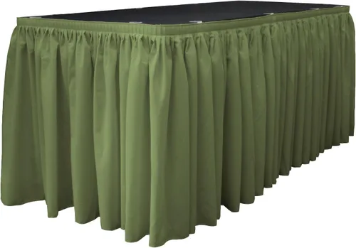 Vista 35 de LA Linen Falda de mesa de popelina de poliéster para mesas rectangulares, tela plisada para banquetes de boda, 14 pies por 29 pulgadas de largo