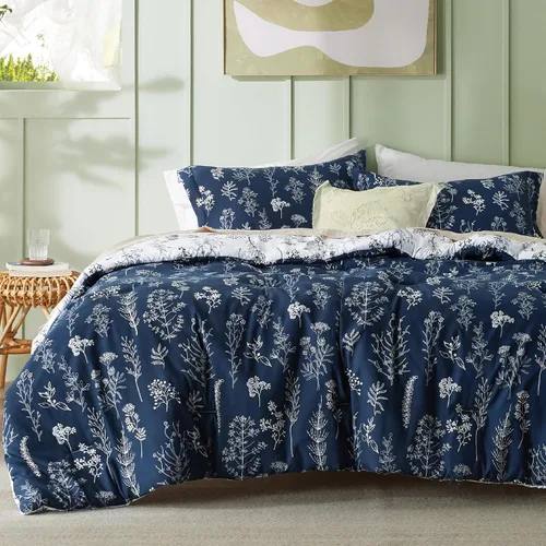 Vista 43 de Bedsure - Juego de edredón floral lindo, juego de ropa de cama tamaño King 04 - Gris claro