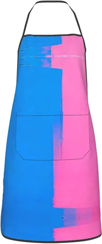 Vista 14 de Delantal azul y rosa con bolsillos, delantales resistentes a las gotas de agua para mujeres y hombres, delantal ideal para uso doméstico