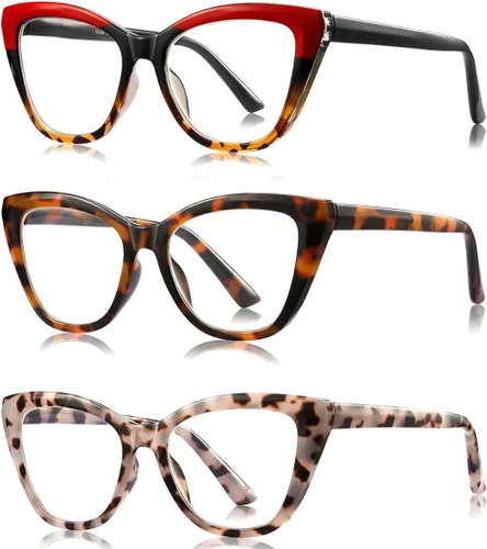Vista 9 de 3 Pack Oversized Reading Glasses for Women with Spring Hinge