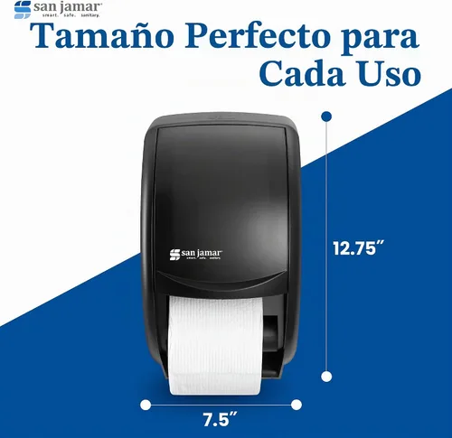 Vista 6 de Dispensador doble de papel de baño estándar San Jamar R3500TBK, color perla negra