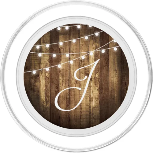 Vista 2 de J Monogram Letra rústica de grano de madera con nombre inicial PopSockets MagSafe PopGrip para iPhone