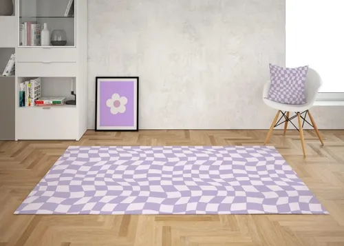 Vista 11 de Alfombra ondulada azul única con diseño de cuadros para sala de estar, extra grande, lavable a máquina, alfombra de pasillo de cocina, alfombra