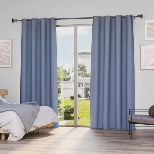 Vista 6 de Barra de cortina de pared de metal negro, 28"-48", 3/4" de diámetro, resistente, longitud ajustable, remates de diseño moderno