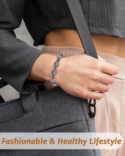 Vista 6 de MagVIVACE Pulsera de cobre para mujer, joyería magnética con imán