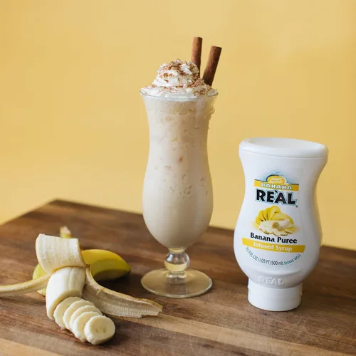 Vista 4 de Reàl - Jarabe con infusión de puré de plátano Exotics, 16.9 onzas líquidas, paquete de 3 unidades Creamy and Sweet Flavor, Ideal for Cocktails