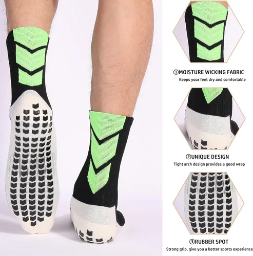 Vista 5 de QCWQMYL Calcetines de fútbol antideslizantes para hombre, 134 pares de calcetines antideslizantes para hospital, pilates, correr, calcetines