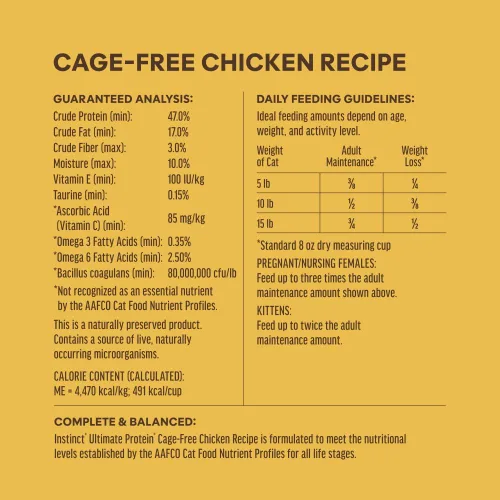 Vista 8 de Instinct Ultimate Protein - Receta de pollo sin granos, comida seca natural para gatos, bolsa de 4 libras Protein-packed recipe, 95% protein from