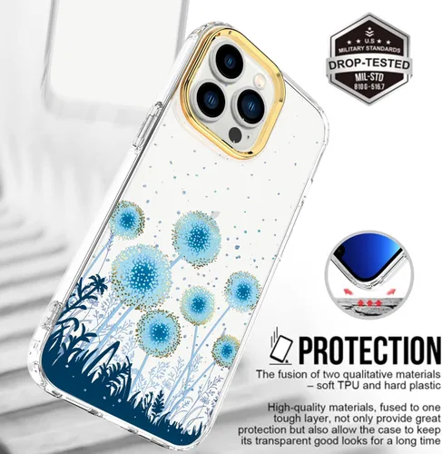 Vista 6 de BAISRKE Funda transparente con diseño para iPhone 15 Pro Max de 6.7 pulgadas, con 2 protectores de pantalla + 1 paquete de protector de lente