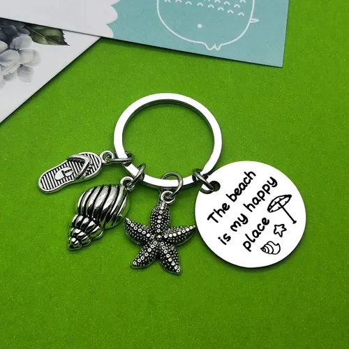 Vista 4 de Llavero de regalo para amantes de la playa, joyería de playa, regalo de vacaciones de verano, llavero de playa, regalo de vacaciones, cumpleaños