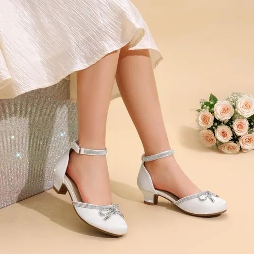 Vista 2 de DREAM PAIRS - Zapatos de vestir para niñas, con punta cerrada, tacones bajos, correa al tobillo, para bebé, niña pequeña, niña grande, fiesta, boda