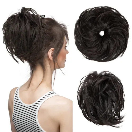 Vista 32 de Extensiones de cabello rizado con cola de caballo, cabello sintético con coleta recta, coleteros para mujer, rubio ceniza/rubio playa